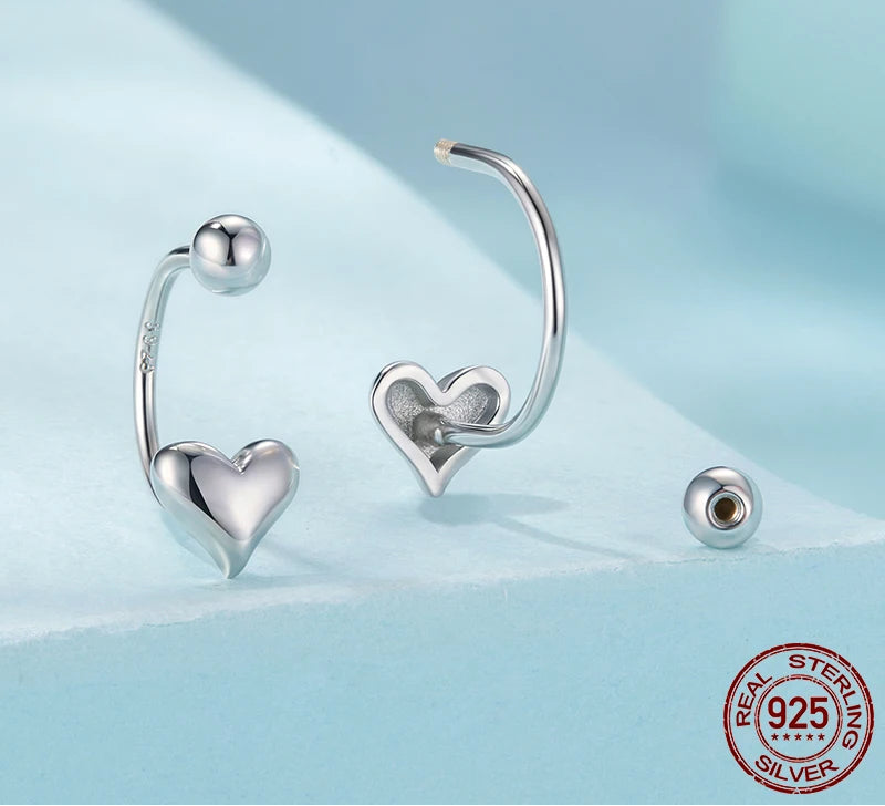 S925 Descending Heart Stud Earrings