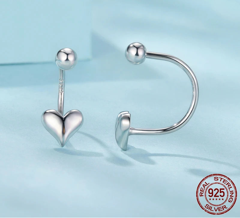S925 Descending Heart Stud Earrings