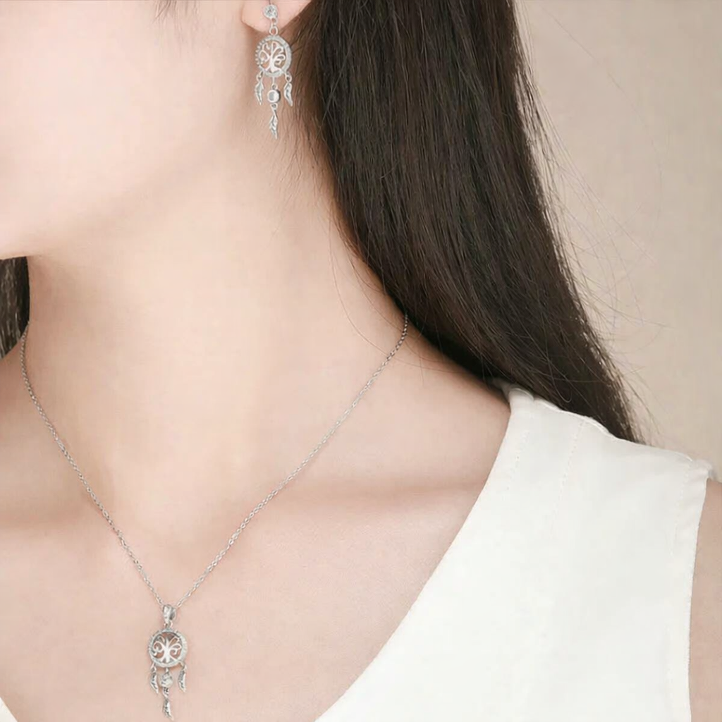 S925 Vintage Tree Of Life Dreamcatcher Necklace