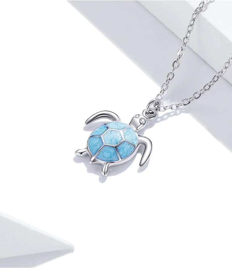 S925 Blue Sea Turtle Necklace