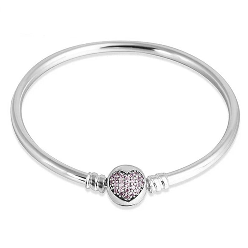 Shimmering Heart Charm Bangle