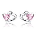 S925 Pink Heart Stud Earrings