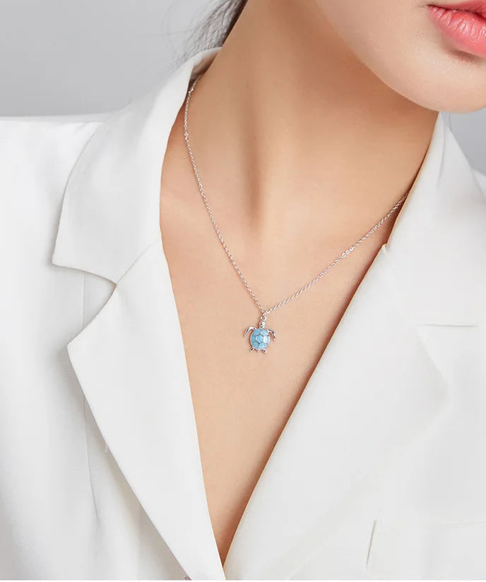 S925 Blue Sea Turtle Necklace