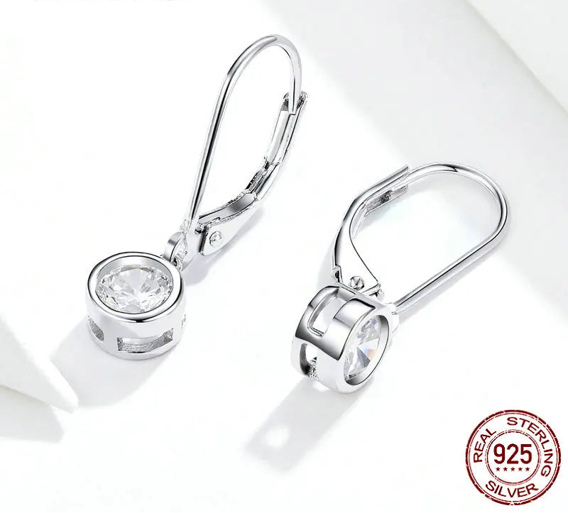 S925 Round Drop Earrings