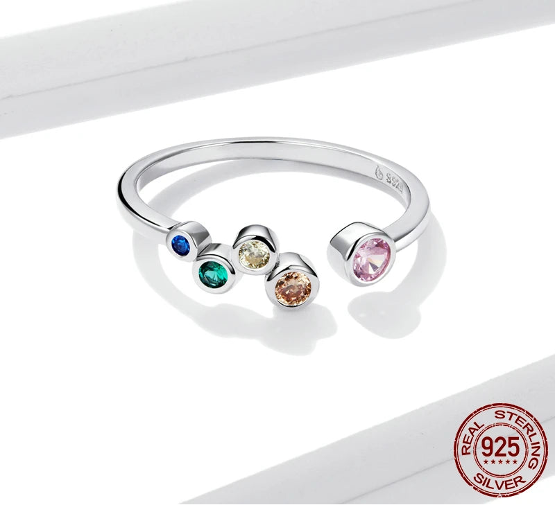 S925 Rainbow Bubbles Ring