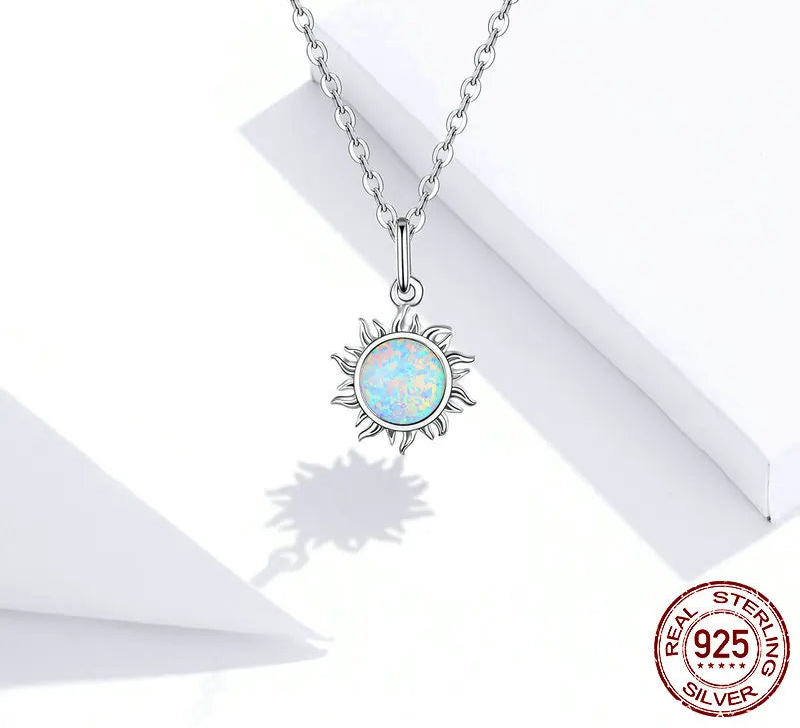 S925 Opal Sun Necklace