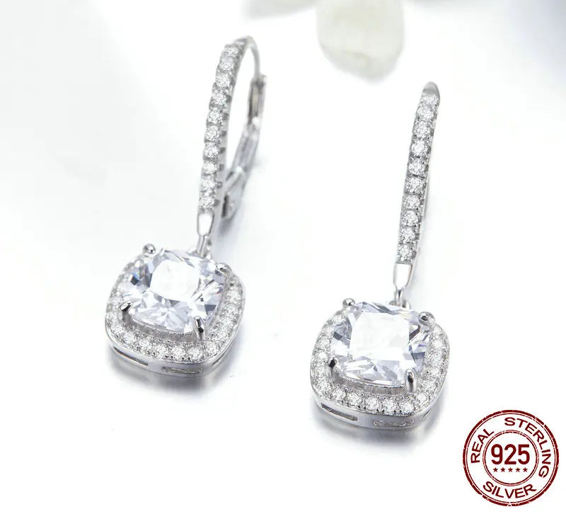 S925 Square Drop Earrings