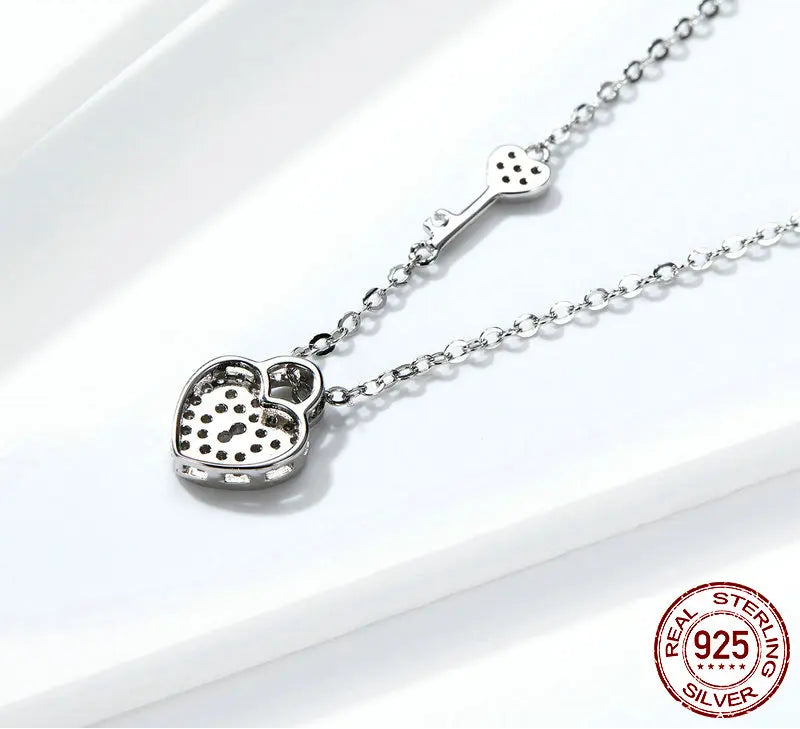 S925 Lock & Heart Pendant Necklace