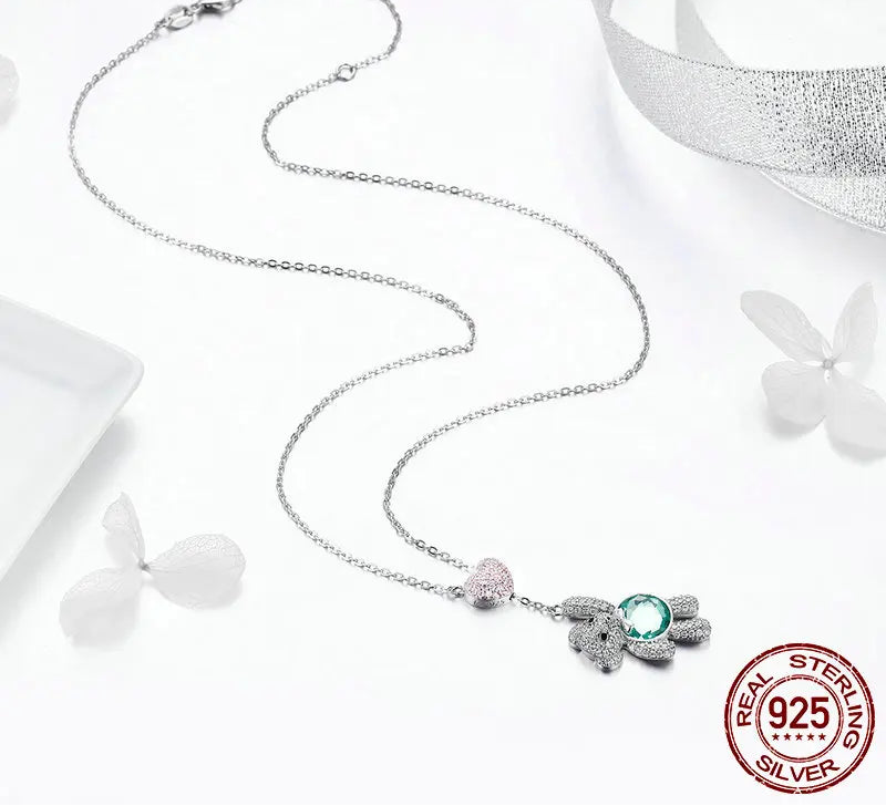 S925 Hanging Around Teddy Bear Necklace