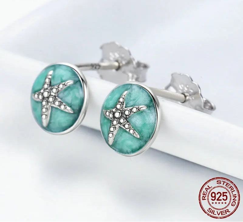 S925 Swimming Starfish Earrings