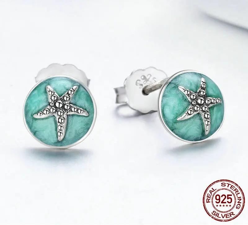 S925 Swimming Starfish Earrings