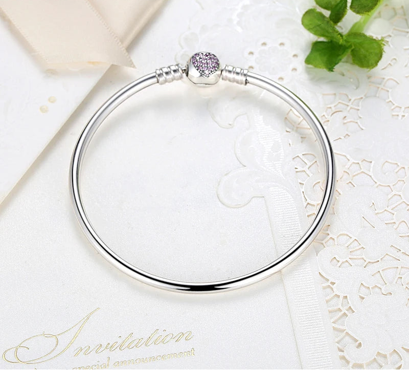 Shimmering Heart Charm Bangle