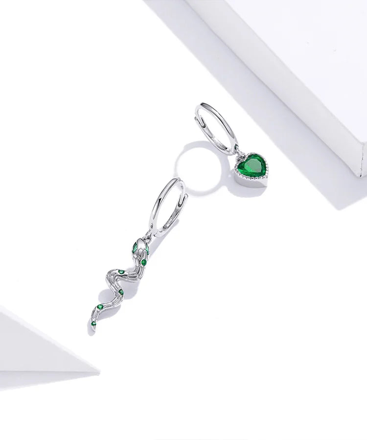 S925 Love of the Snake Green Hoops