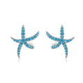 S925 Blue Starfish Stud Earrings