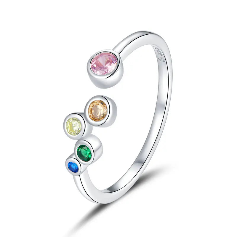 S925 Rainbow Bubbles Ring