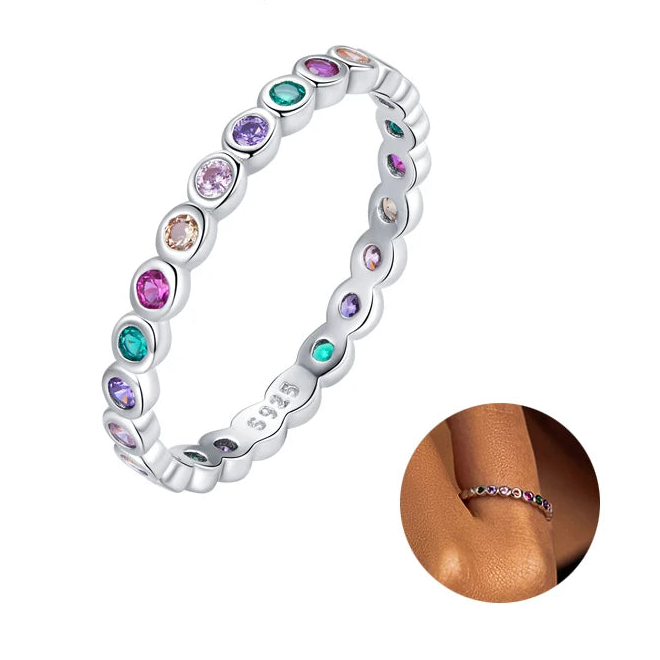 S925 Rainbow Stackable Ring
