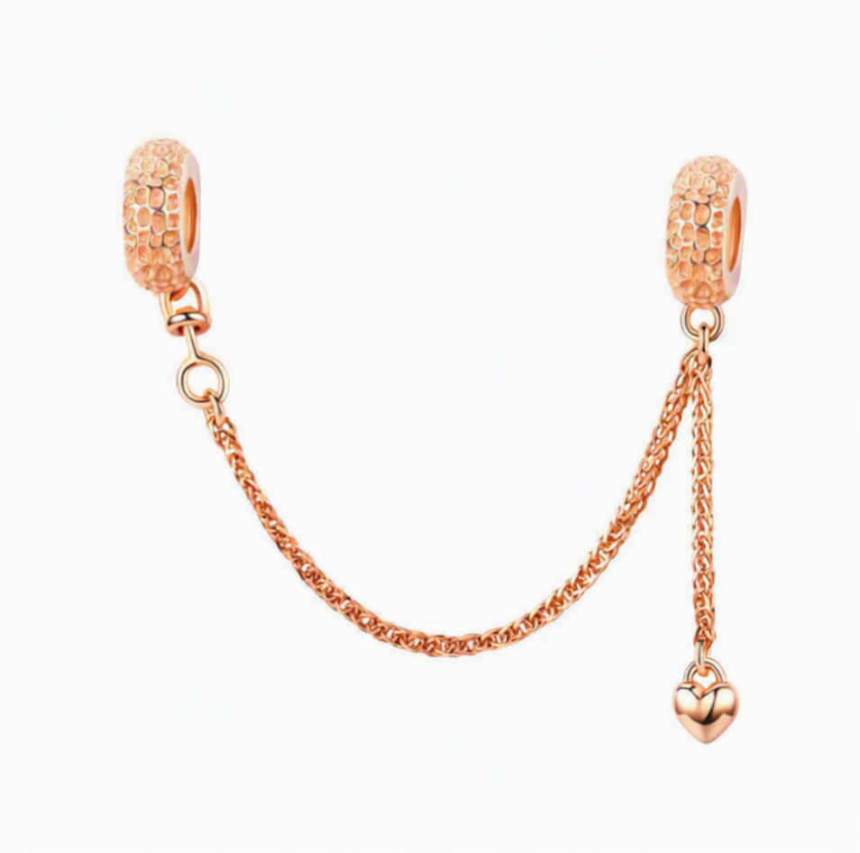 S925 Rose Gold Safety Chain Charm