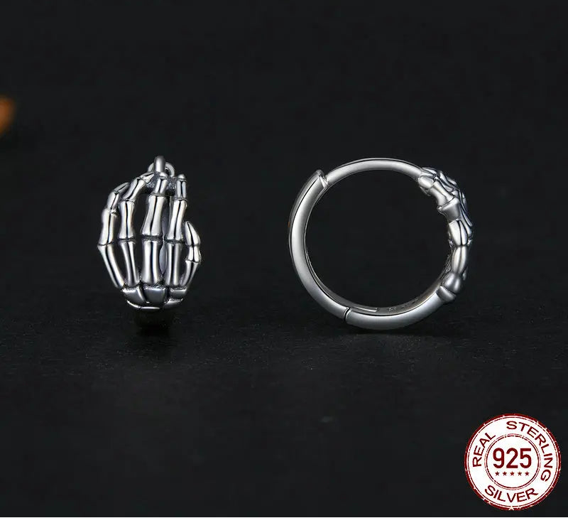 S925 Skeleton Hand Hoop Earrings
