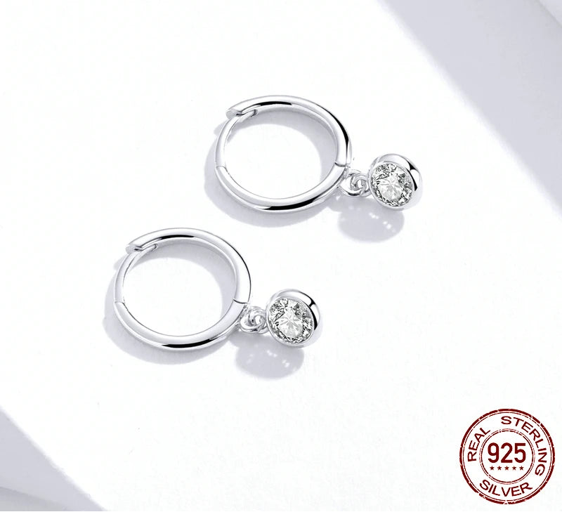 S925 Huggie Hoop Drop Earrings