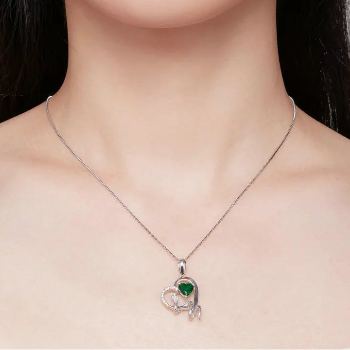 S925 Green Heart Snake Necklace