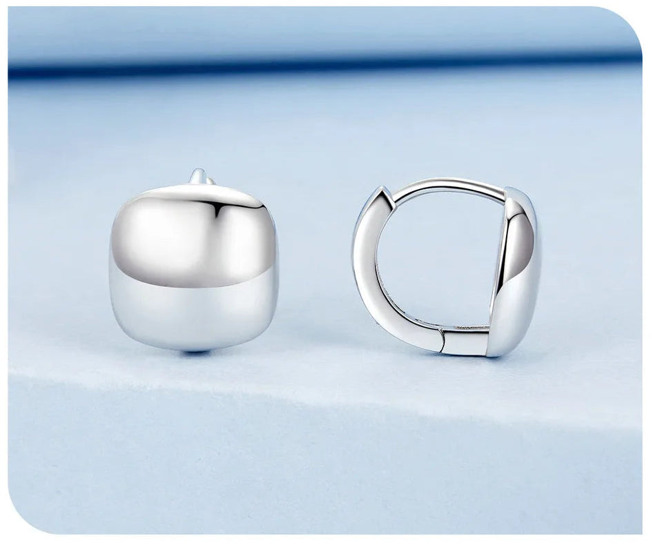 S925 Square Punk Huggie Earrings