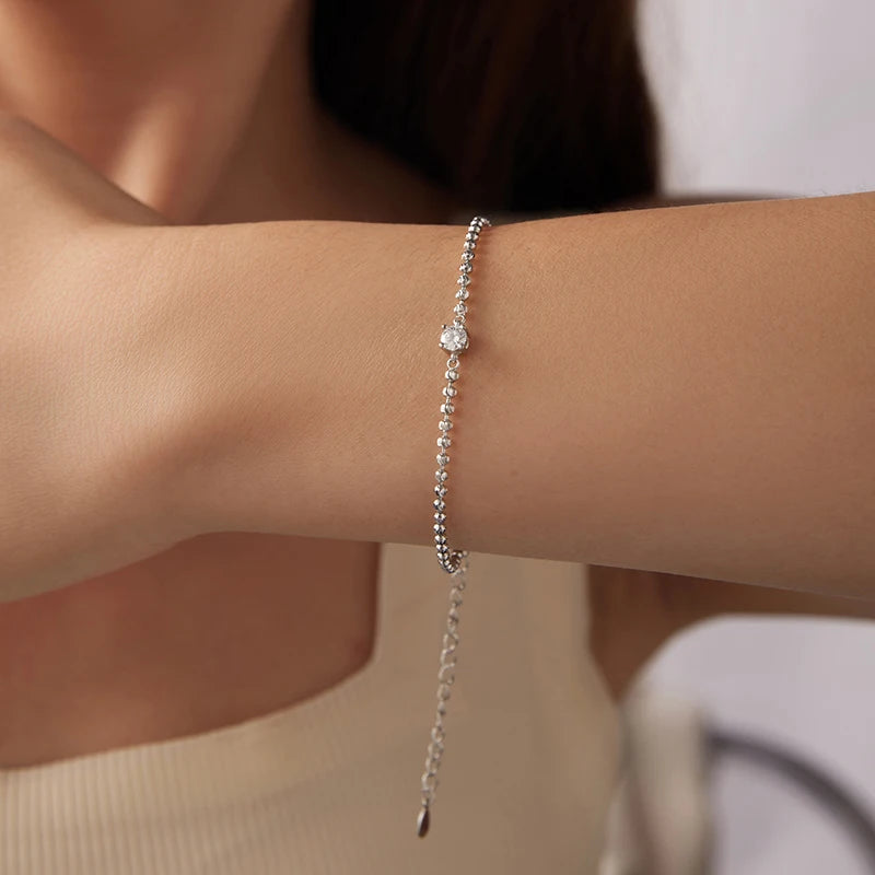 S925 Minimalist Moissanite Bead Bracelet