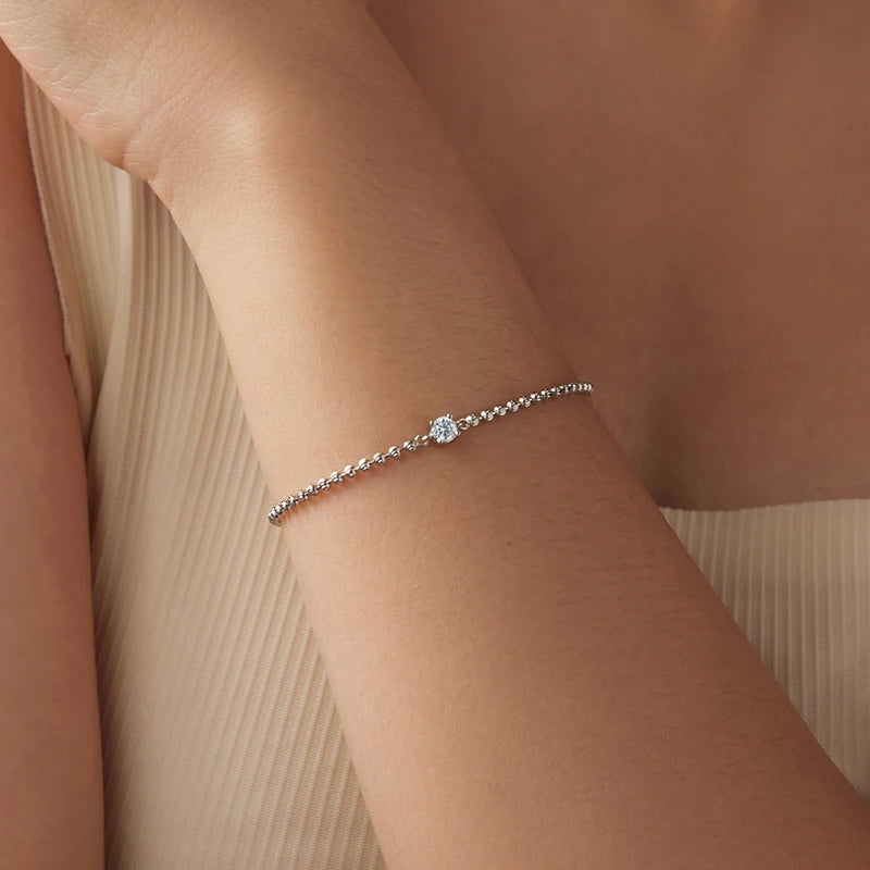 S925 Minimalist Moissanite Bead Bracelet