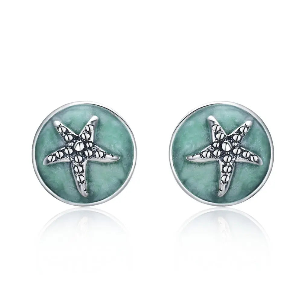 S925 Swimming Starfish Earrings