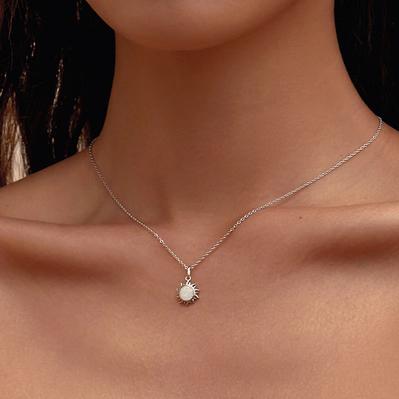 S925 Opal Sun Necklace