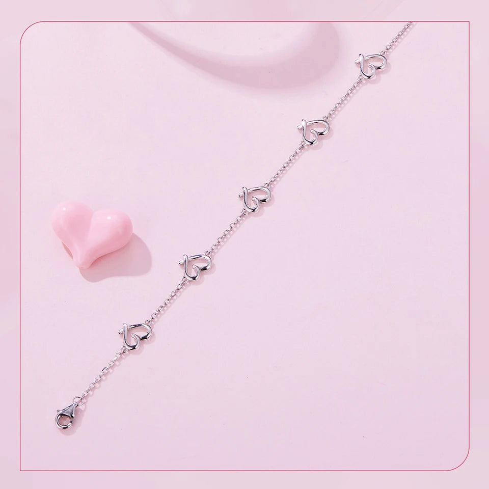 S925 Adjustable Hearts Bracelet