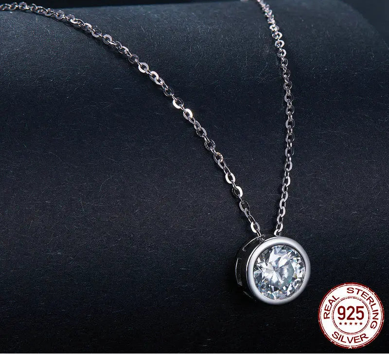 S925 Moissanite Classic Round Pendant Necklace
