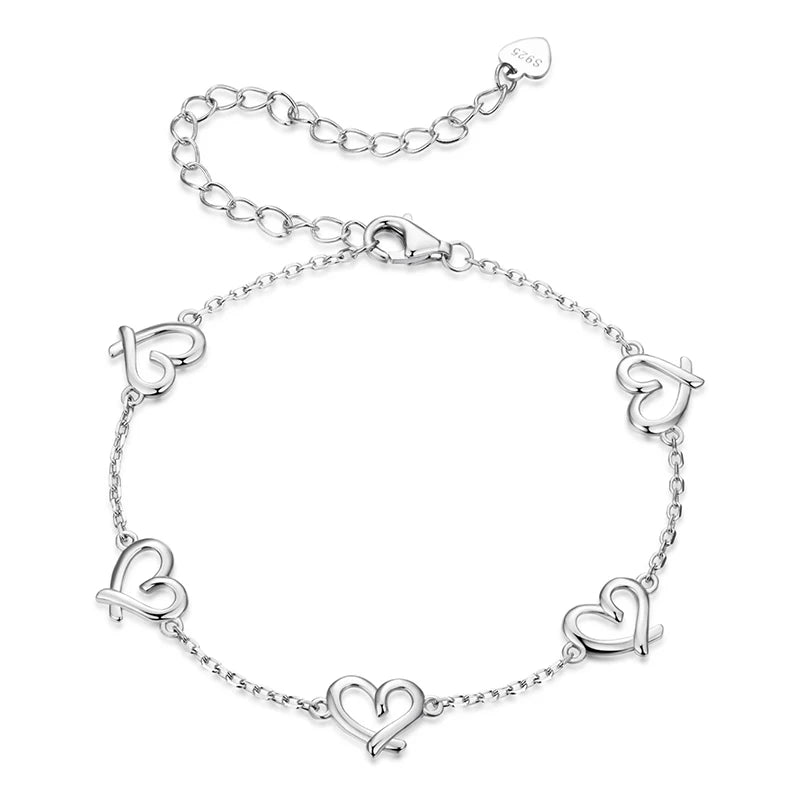 S925 Adjustable Hearts Bracelet