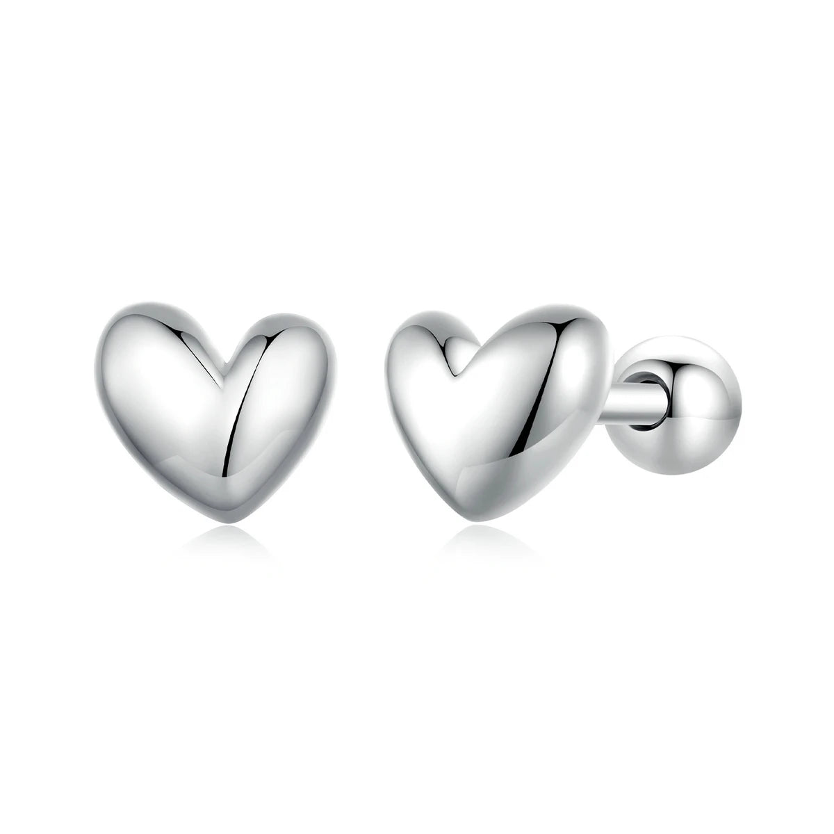 S925 Simple Heart Huggie Earrings