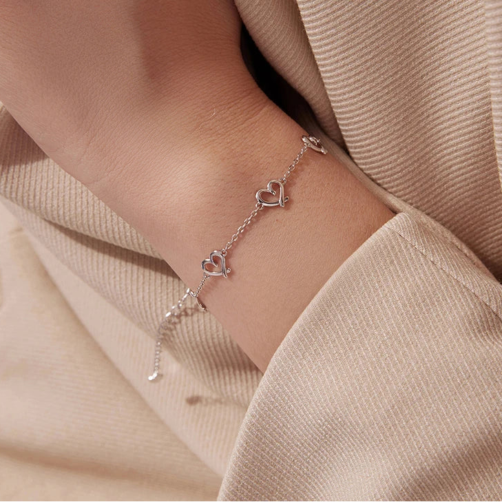 S925 Adjustable Hearts Bracelet
