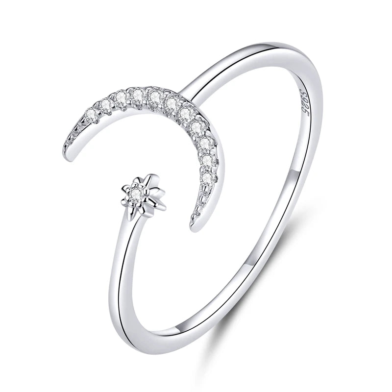 S925 Moon & Star Ring