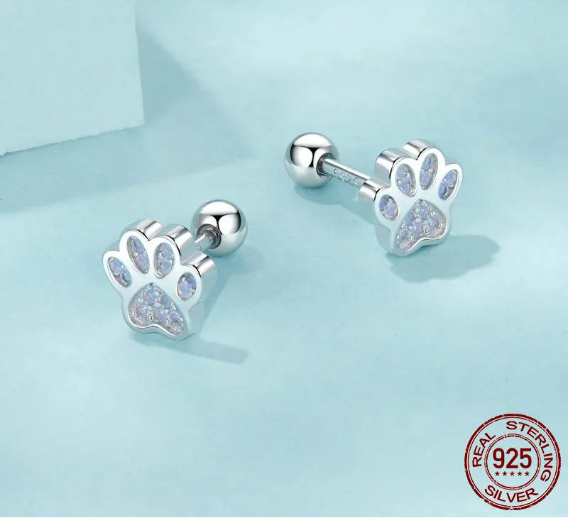 S925 Paw Stud Earrings