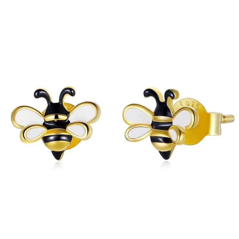 S925 Gold Plated Small Bee Earrings