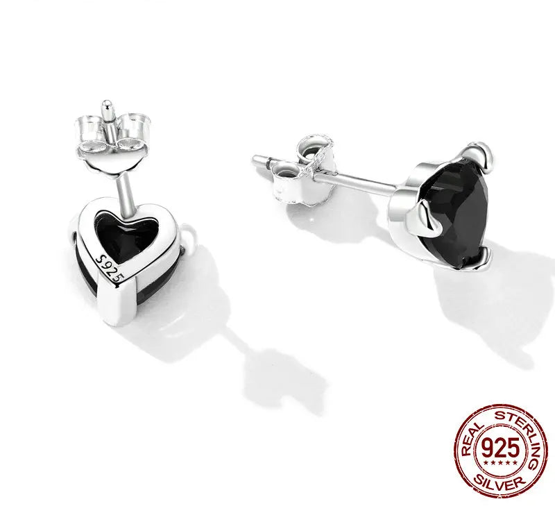 925 Devil Heart Studs Earrings