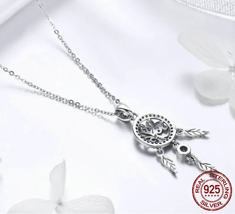 S925 Vintage Tree Of Life Dreamcatcher Necklace