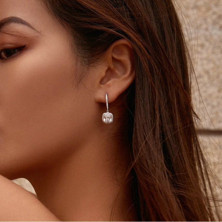 S925 Square Drop Earrings