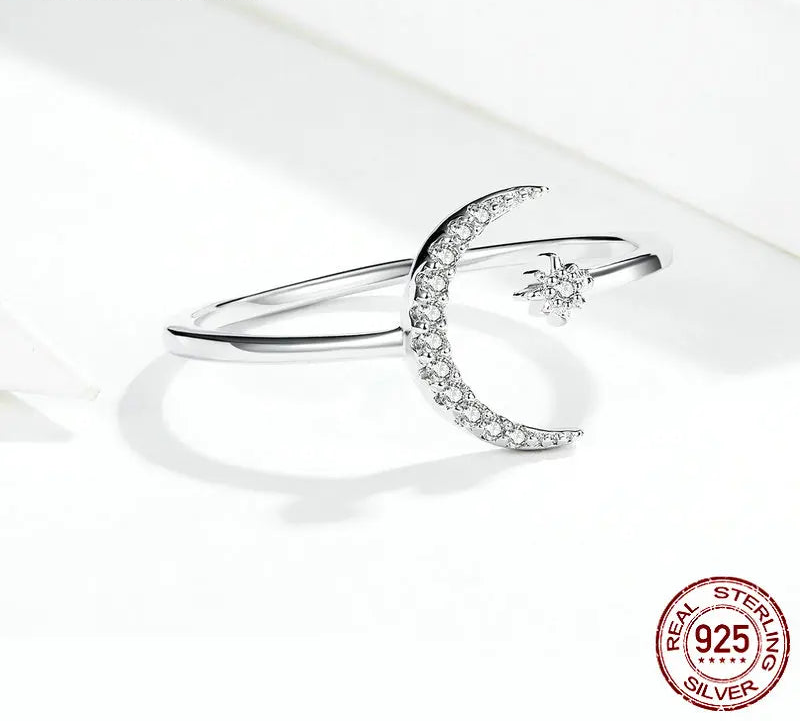 S925 Moon & Star Ring