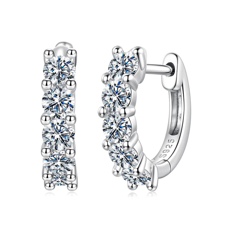 S925 White Gold Moissanite Huggie Hoop Earrings