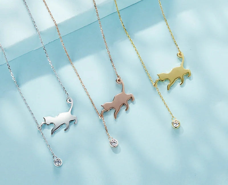 S925 Playful Cat Necklace