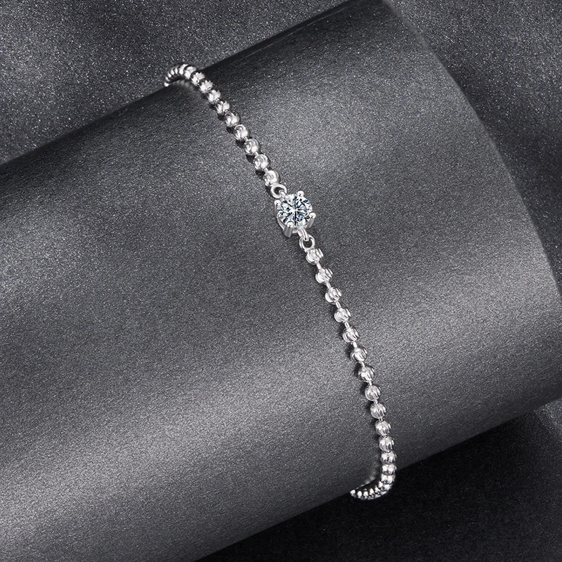 S925 Minimalist Moissanite Bead Bracelet