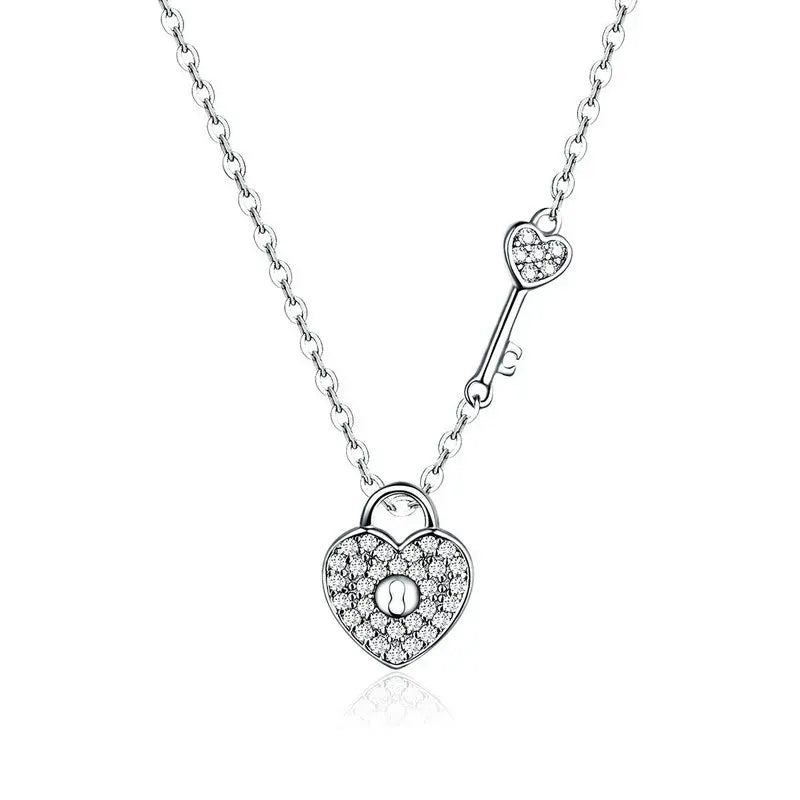 S925 Lock & Heart Pendant Necklace