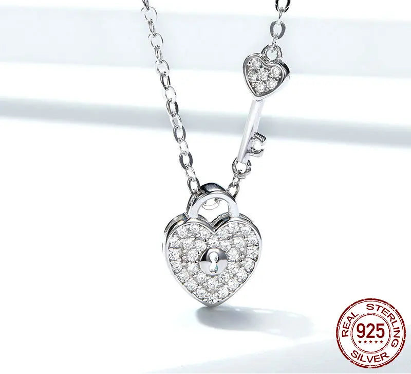 S925 Lock & Heart Pendant Necklace