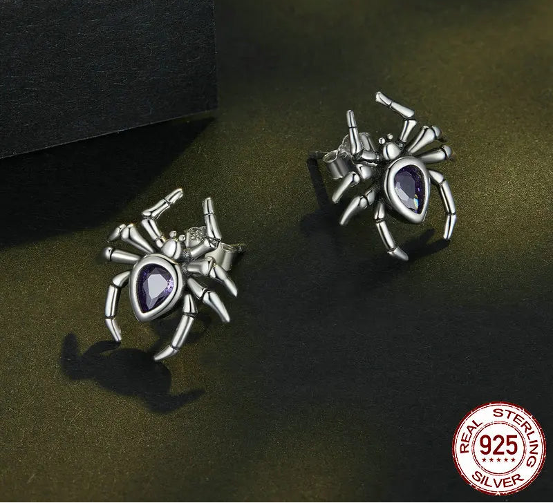 S925 Vintage Spider Stud Earrings