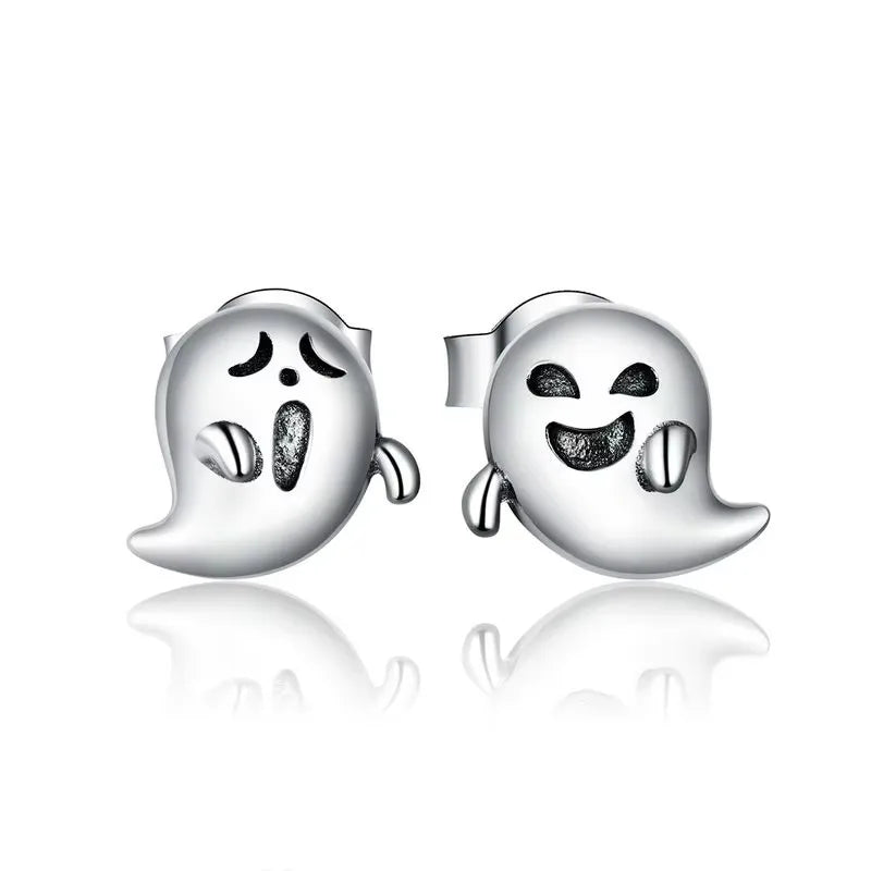 S925 Spooky Ghost Stud Earrings