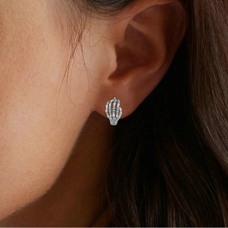S925 Skeleton Hand Hoop Earrings
