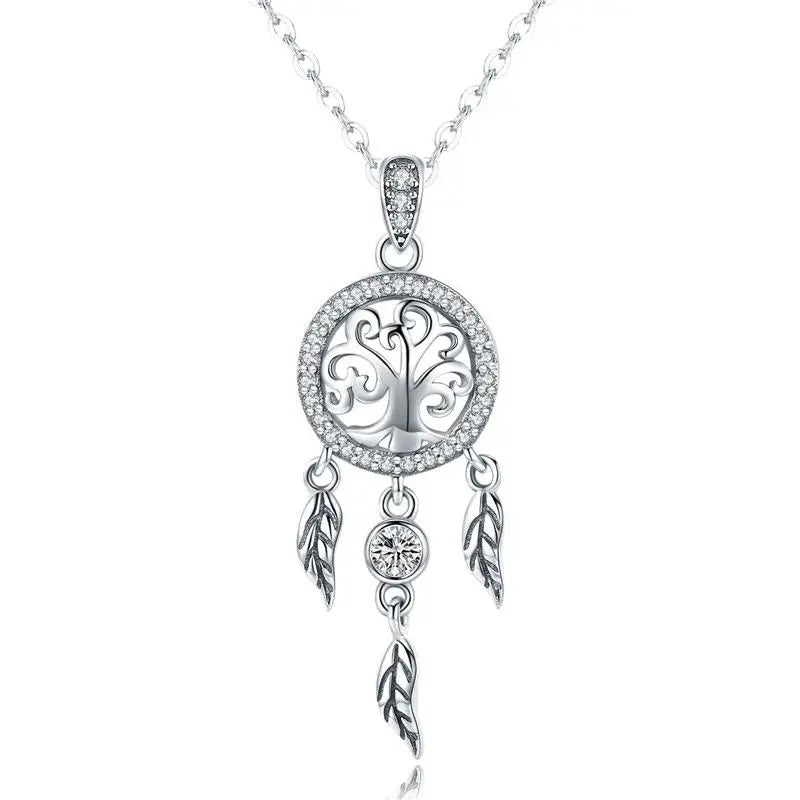 S925 Vintage Tree Of Life Dreamcatcher Necklace